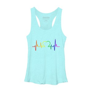 Adult Design By Humans Pride Heartbeat Rainbow By LuckyCharm99 Racerback Tank Top - 1 of 2
