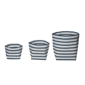 Transpac Canvas 7.87 in. Multicolor Spring Stripe Planters with Liner Set of 3 - 1 of 2