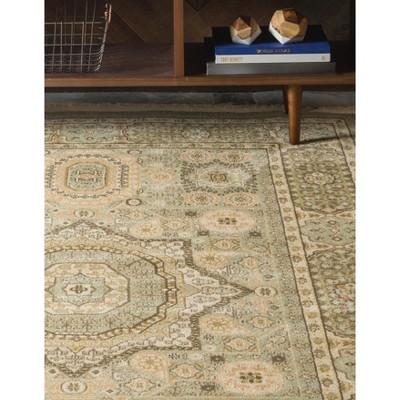 Light Green and Beige Synthetic 9' x 12' Rectangular Area Rug
