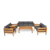 Christopher Knight Home Jacinda 5 Piece Ourdoor Rustic Upholstered Seating Set with Slat Design - 2 of 4