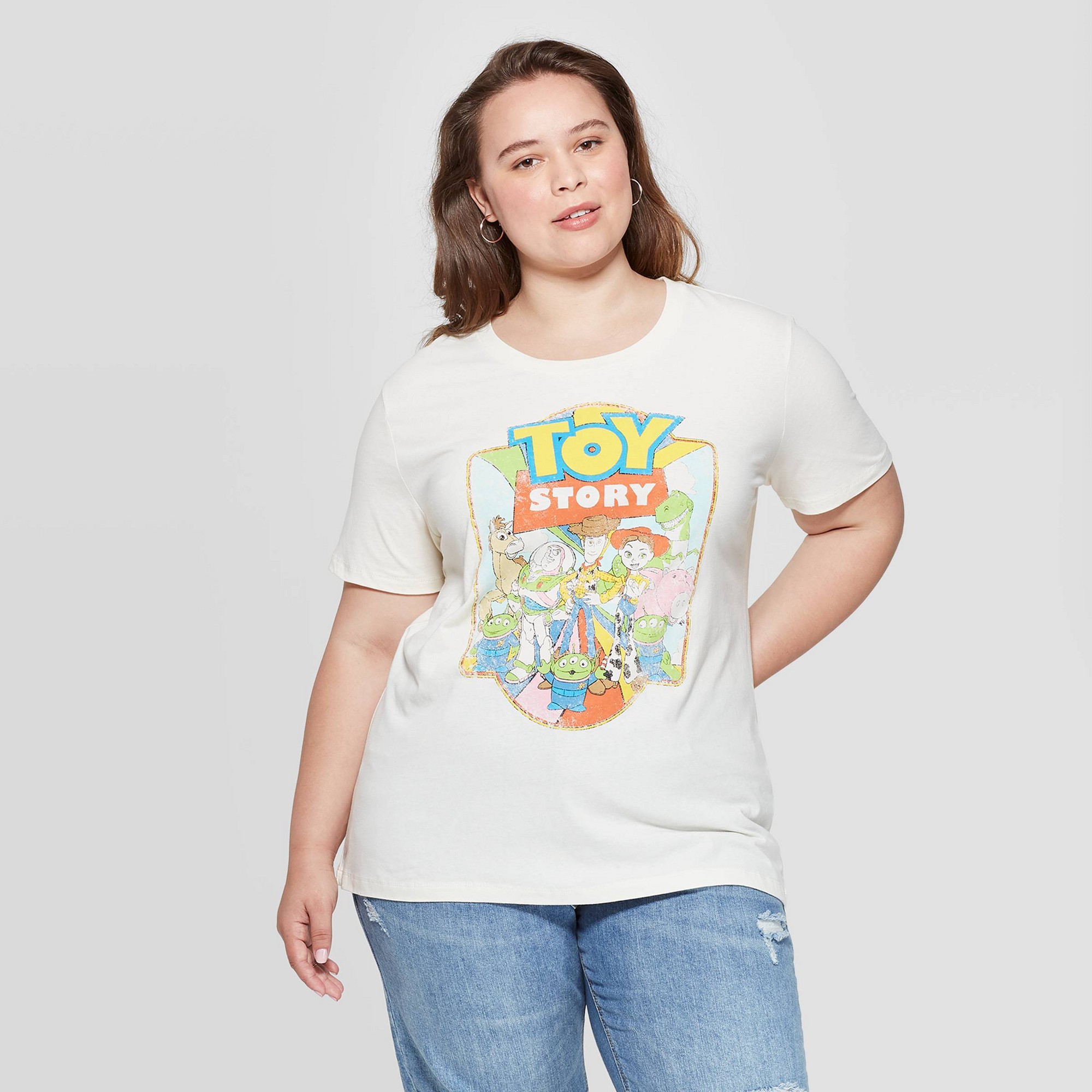 Women's Disney Vintage Toy Story Plus Size Short Sleeve T-Shirt (Juniors')  - Ivory 1X, Size: 1XL, White, by Disney
