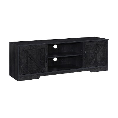 59" Black Oak Farmhouse TV Stand with Sliding Barn Doors