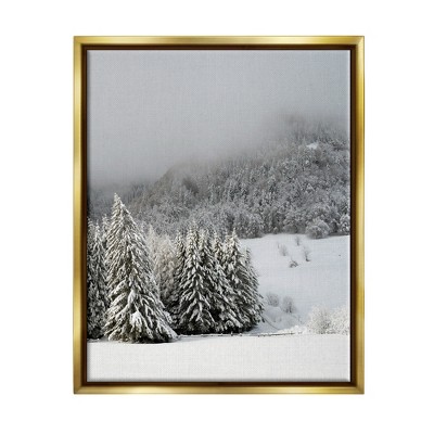 Stupell Industries Winter Snowscape Woodland TreesFloater Canvas Wall Art