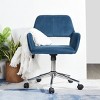 FurnitureR Home Office Chair, Mid Back Velvet Desk Chairs with Rolling Wheels, Adjustable Task Chair for Living Room, Bedroom, Studying, Dark Blue - 4 of 4