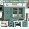 36"W Floating Bathroom Vanity with Ceramic Sink, Wall Mounted Bathroom Cabinet with 3 Drawers and Storage Cabinet, Green-ModernLuxe - 3 of 4