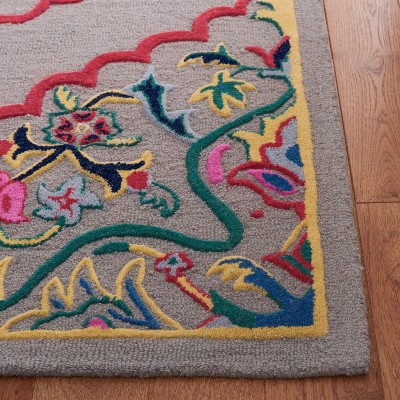 Bellagio Dark Grey Multi 7' Square Wool Area Rug