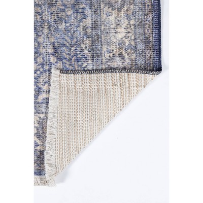 Helena Blue and White Cotton Blend Rectangular Rug 3' x 5'