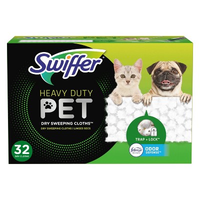 Swiffer Sweeper Pet Heavy Duty Multi-Surface Dry Cloth Refills for Floor Sweeping and Cleaning - 32ct