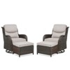POCASSY 4 Piece Patio Furniture Set with Swivel Chairs and Ottomans, High Back Deep Seat Cushioned Wicker Swivel Patio Chairs Set of 2 with Ottoman - 3 of 4