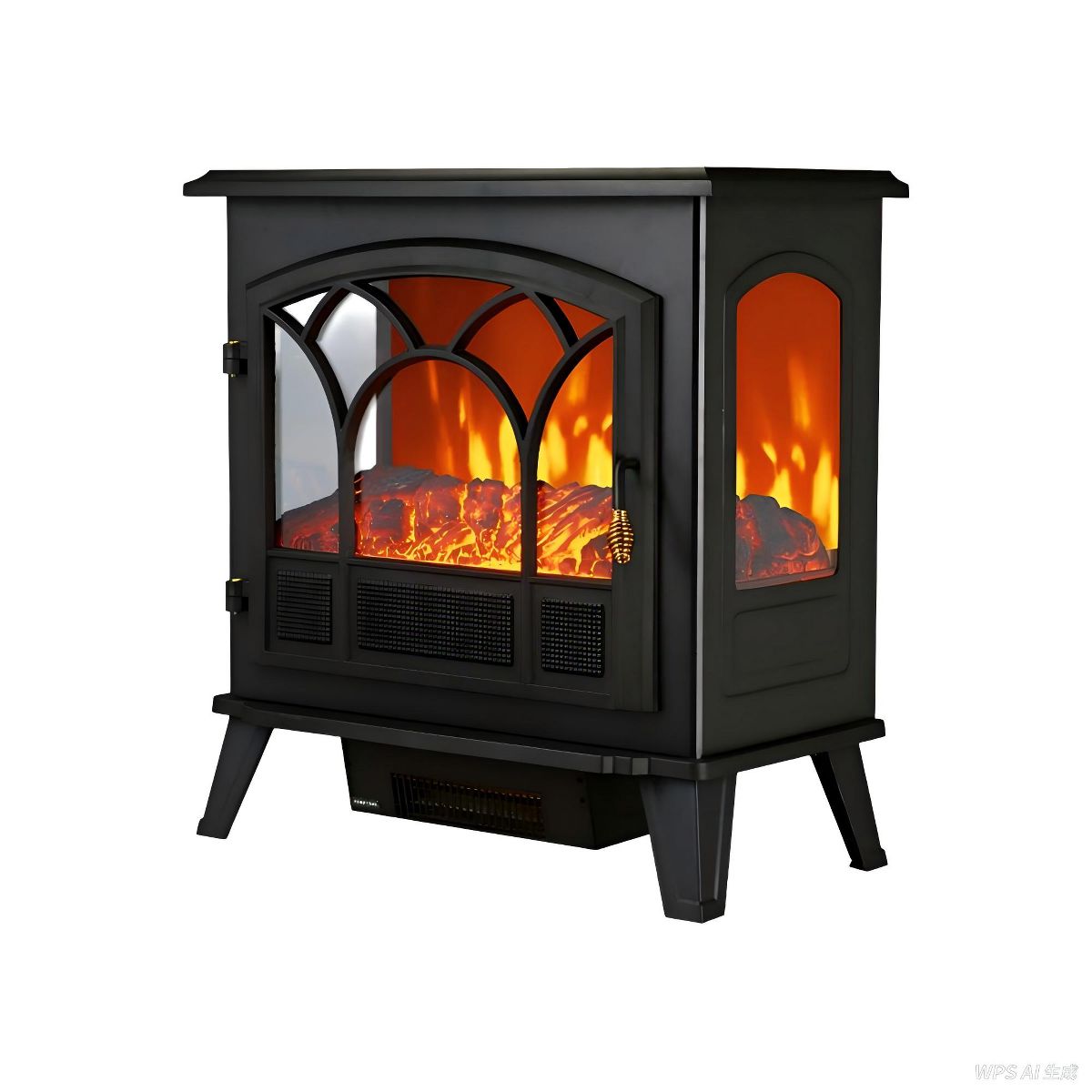 Garvee Three-Sided Window Electric Fireplace Heater, 2-Stage Adjustable Flame, Thermostat Control, Iron+Glass+Plastic, Cozy Home & Kitchen Heating