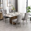 Modern Velvet Tufted Dining Chair Set of 2 with Nailhead Trim and Chrome Metal Legs for Dining Room-Baofuwish - 3 of 4