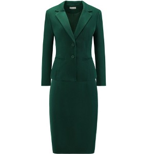 INSPIRE CHIC Women's Business Formal Blazer and Pencil Skirt Suit Set 2 Pcs - 1 of 4