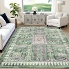 Vintage Washable Distressed Rug - Low Pile, Non-Slip & Stain-Resistant Floral Throw Carpet for Living Room, Bedroom or Dining Room - 2 of 4