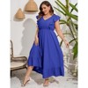 Coolmee Women's Plus Size Summer Boho Dress Ruffle Cap Sleeveless V Neck Long Beach Maxi Dress - 4 of 4