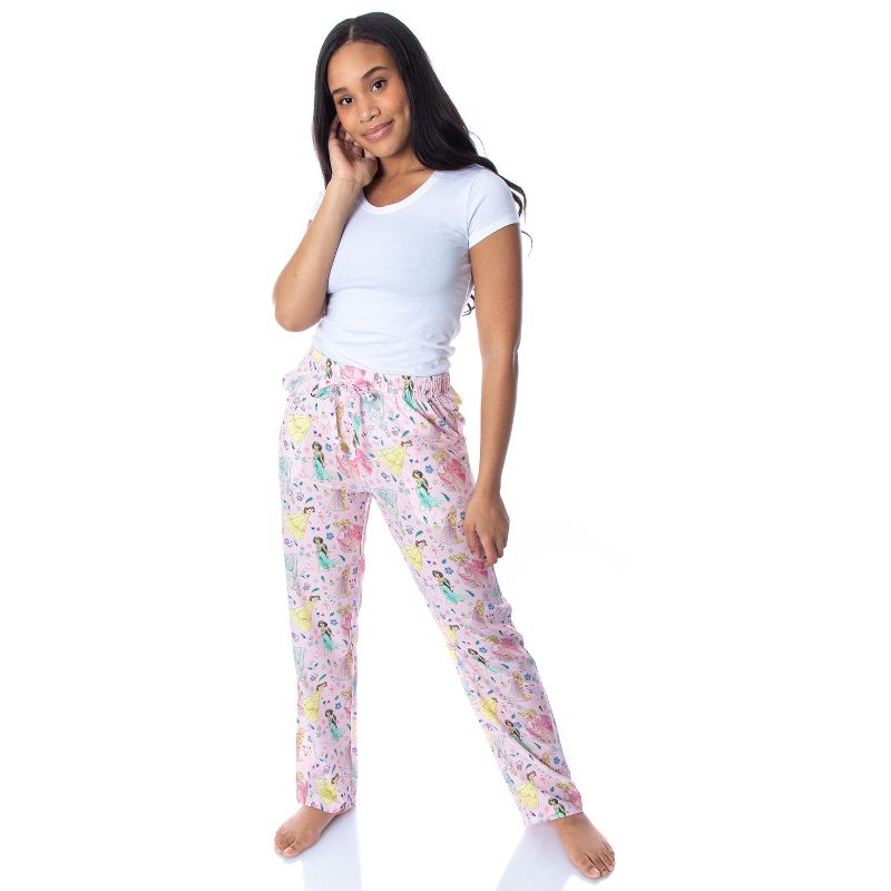 Disney Princess Women's Allover Princess Silky Soft Sleepwear Pajama Pants Light Pink, 2 of 5