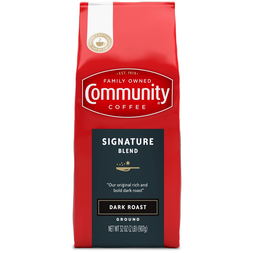 BREW BY: 03/28/2025 Community Coffee Signature Blend Dark Roast Ground Coffee - 32oz