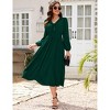 Coolmee Women's Casual Midi Dress Ruffle V Neck Lantern Long Sleeve Smocked Waist A Line Flowy Dress - 4 of 4
