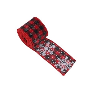 Unique Bargains Gift Wrap Ribbons Plaid Faux Linen 179.13"x2.48" 1 Pc - 1 of 4