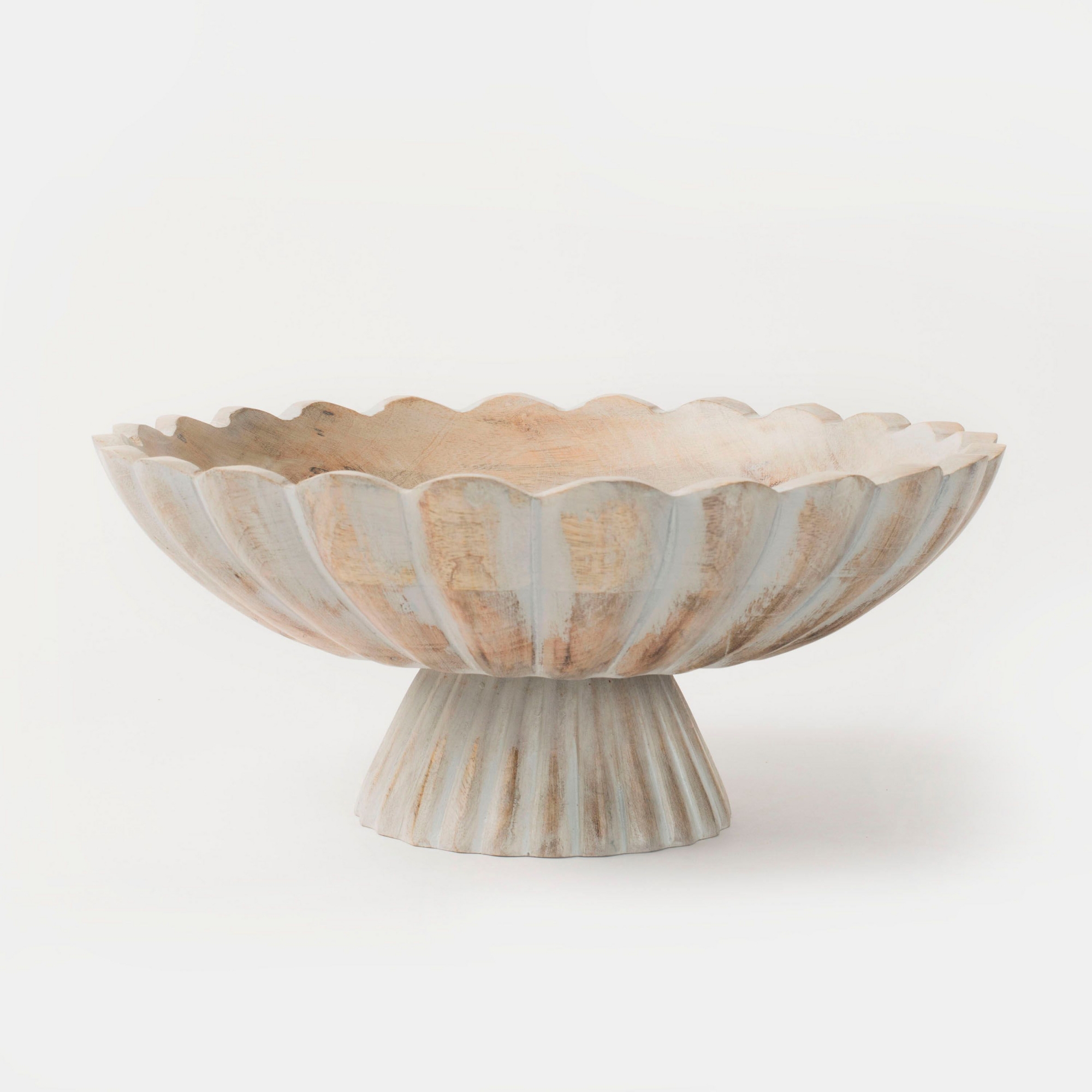 Mela Artisans Fluted Pedestal Bowl - Rustic Gray