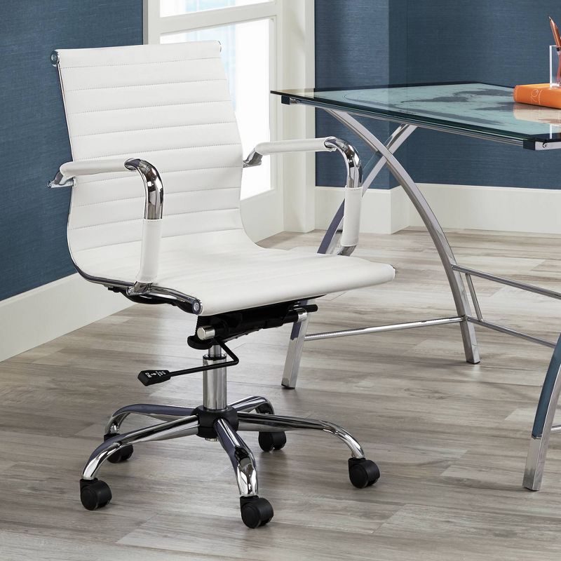 Studio 55D Modern Home Office Chair Swivel Tilt Low Back White Black Chrome Adjustable for Work Desk Home Office Computer, 2 of 10
