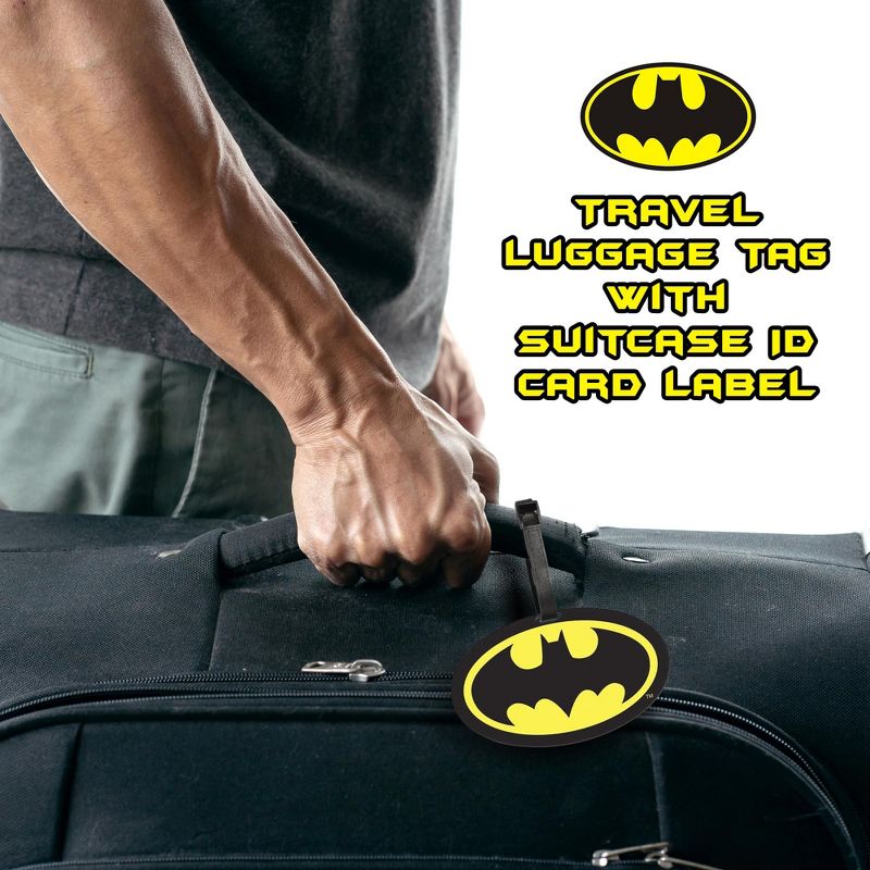 Silver Buffalo DC Comics Batman Logo Travel Luggage Tag With Suitcase ID Card Label, 2 of 7