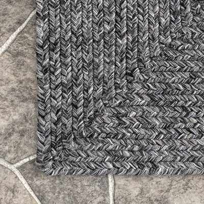 Charcoal Braided Oval 4' x 6' Synthetic Rug