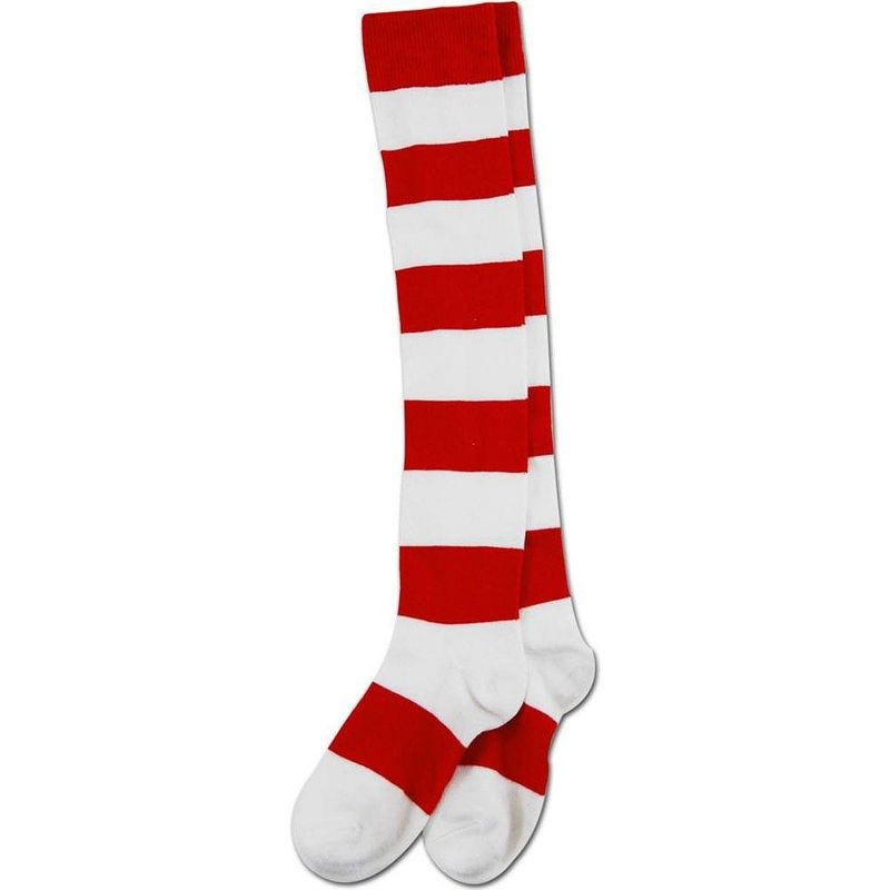 Elope Where's Waldo Wenda Deluxe Over the Knee Women's Costume Socks, 1 of 2