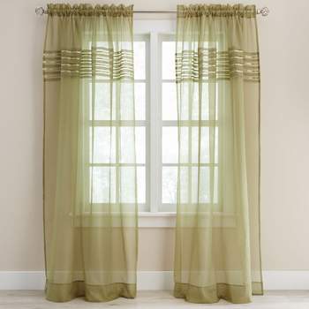 BrylaneHome  Pleated Voile Rod-Pocket Panel Window Curtain