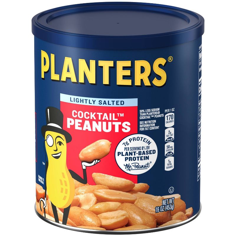 Planters Lightly Salted Made With Sea Salt Cocktail Peanuts - 16oz, 3 of 10