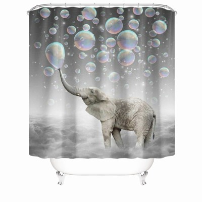 Elephant Blowing Bubbles Shower Curtains for Bathroom Waterproof Fabric Bath Curtain Durable Soft Stylish Bathroom Decor 72x72 Inch