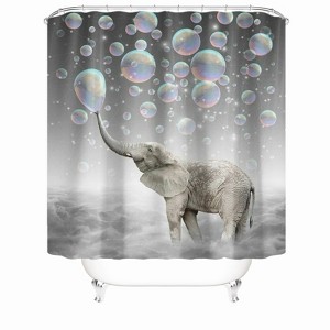 Elephant Blowing Bubbles Shower Curtains for Bathroom Waterproof Fabric Bath Curtain Durable Soft Stylish Bathroom Decor 72x72 Inch - 1 of 1
