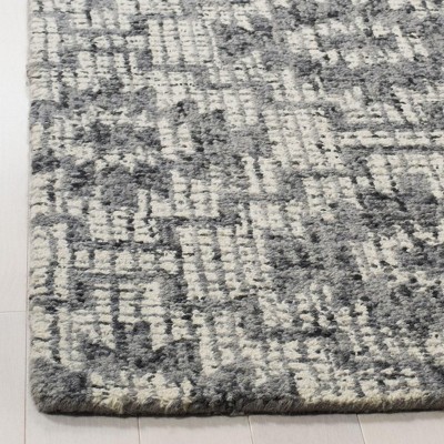 Medium Gray Wool Handmade Tufted Abstract Square Area Rug