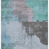 Teal Blue Aqua And Taupe Abstract Washable Indoor Outdoor Area Rug - 4 of 4