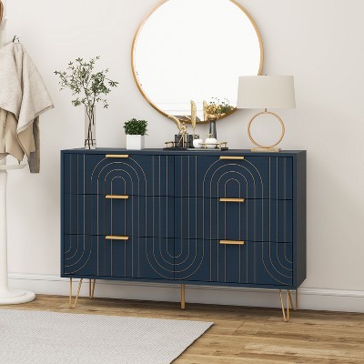 NicBex Modern 6 Drawer Dresser,Wide Dresser Drawer Organizers with Carving Design for Bedroom,Living Room,Hallway