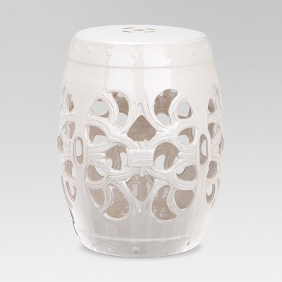Imperial Vine Garden Patio Stool - White - Safavieh