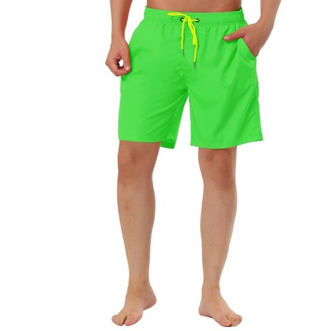 TATT 21 Men's Summer Casual Beach Drawstring Waist Surfing Mesh Lining Swim Shorts Green 32