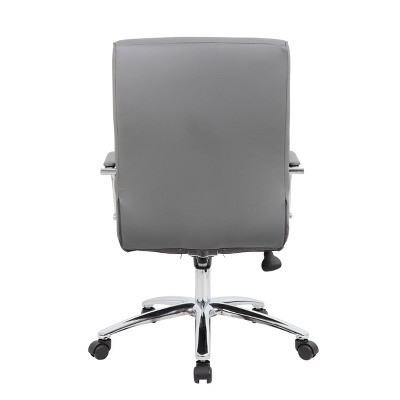 Modern Executive Ergonomic Swivel Chair in Ribbed Gray Vinyl