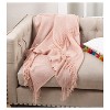 Pink Fringe Hem Throw Blankets (50"x60") - Saro Lifestyle - image 2 of 3