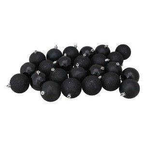 Northlight 24ct Shatterproof 4-Finish Christmas Ball Ornament Set 2.5" - Black - 1 of 3
