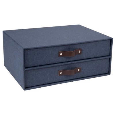 Birger 2-Drawer Canvas File Box Blue - Bigso Box of Sweden