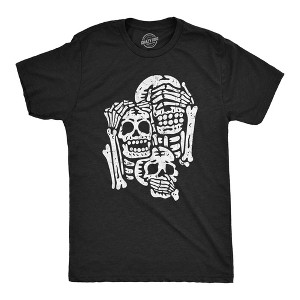 Mens Three Wise Skeletons T Shirt Funny Scary Halloween Party Joke Tee For Guys - Crazy Dog Men's T Shirt - 1 of 4