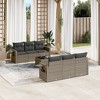 vidaXL 7 Piece Patio Sofa Set with Cushions Gray Poly Rattan - 2 of 4