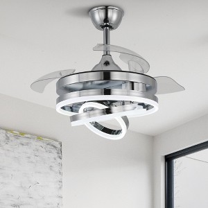 Bella Depot 36" Modern Retractable Ceiling Fan with Dimmable Light and Remote, 6-Speed DIY Light Shade - 1 of 4