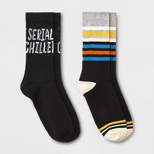 Men's Striped/Serial Chiller Crew Socks 2pk - Original Use™ Black 6-12
