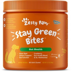 Zesty Paws Stay Green Digestive for Lawn Burn Soft Chews for Dogs - Chicken Flavor - 90ct - 1 of 4