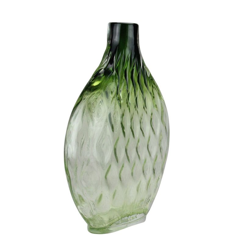 Northlight 11.5" Disc Shaped Transparent Ombre Hand Blown Glass Vase - Green, 2 of 3