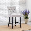 WestinTrends 24" Linen Fabric Tufted Buttons Upholstered Wingback Counter Stool - 2 of 4