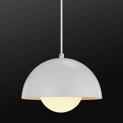 Amelia Matte White 10.8" Glass Bowl Pendant Light