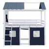 PAGED Full Size Wood House Loft and Bunk Bed with Elegant Windows, Sills and Tent, Blue and White - 4 of 4