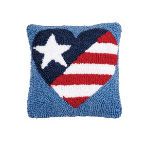 C&F Home 8" x 8" Patriotic Heart U.S.A. Flag Hooked Small/Petite Accent Throw Pillow - 1 of 4